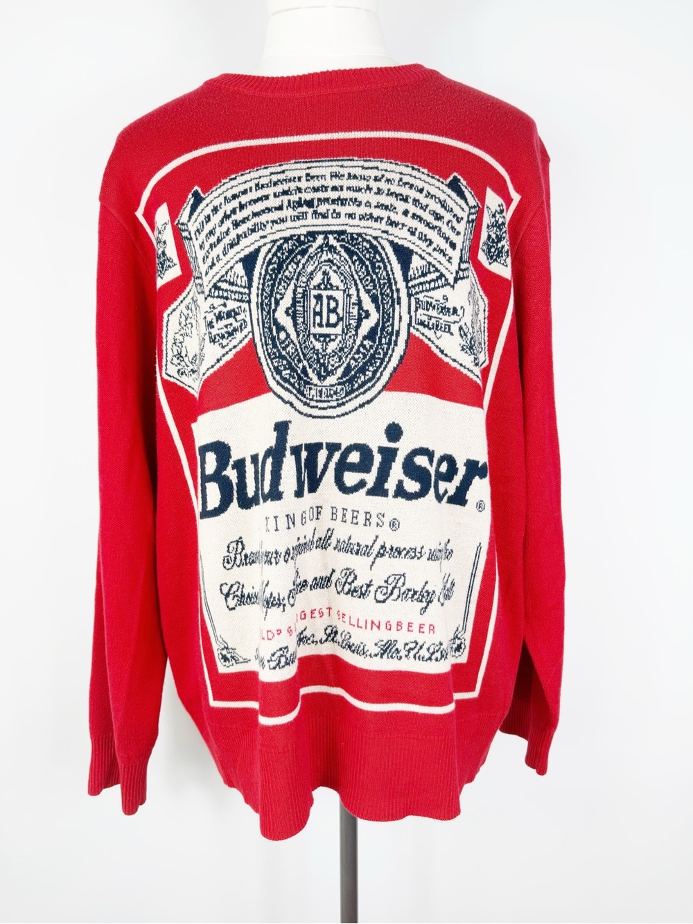Vintage Budweiser Crewneck knit Sweater Pullover Men's XXL